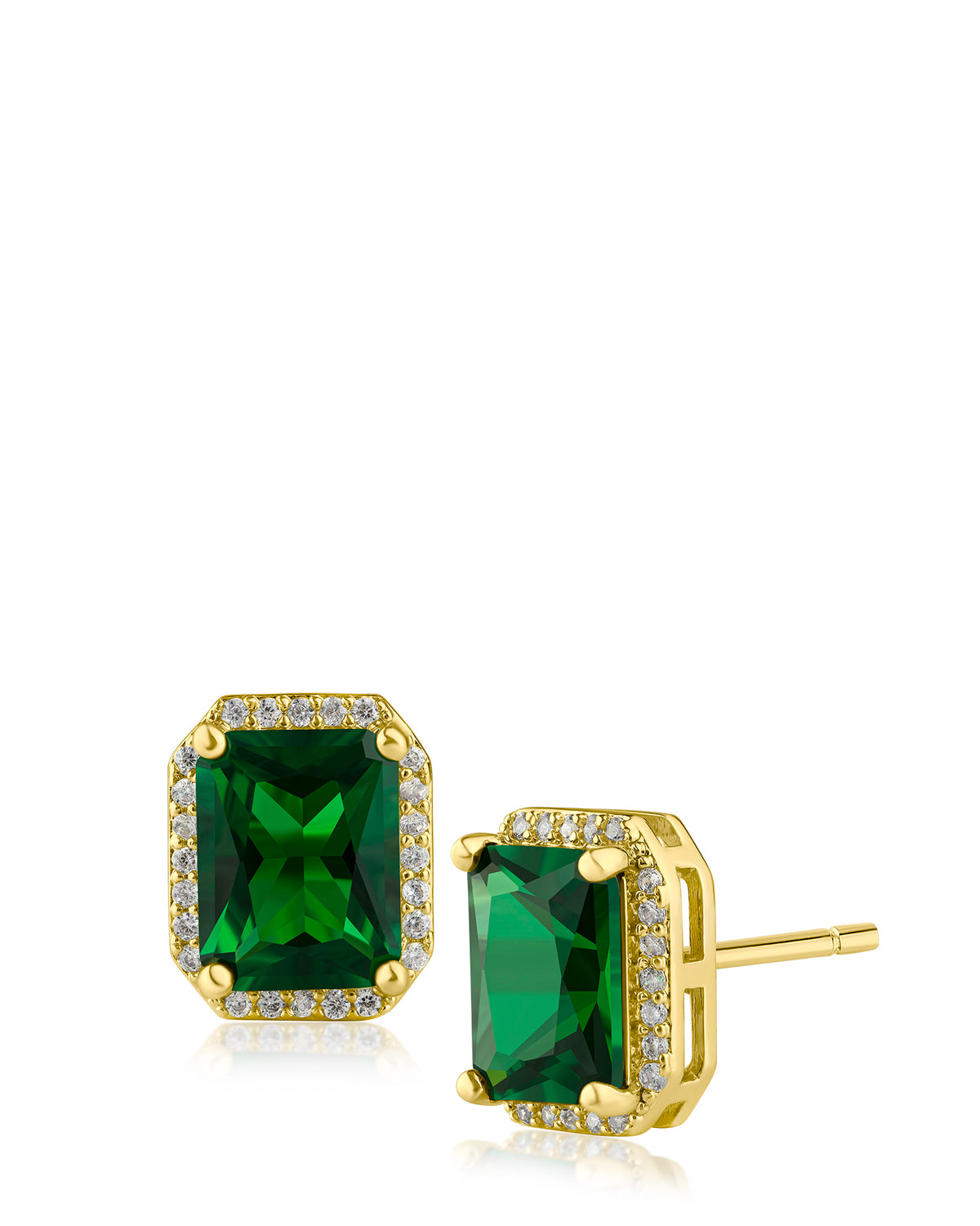 Emerald with Halo Studs