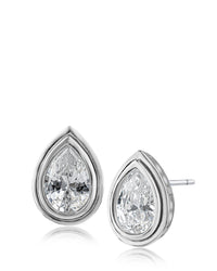 Pear CZ Antique Bezel Earrings