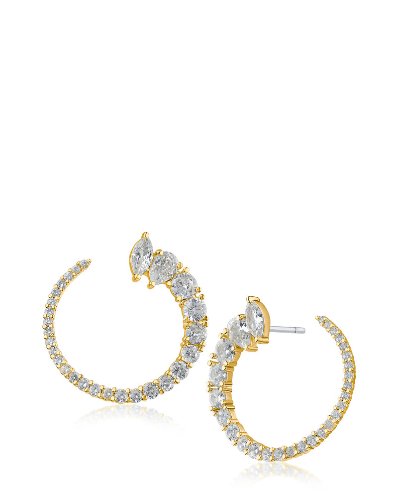 Multi Shape CZ Open Circle Earrings