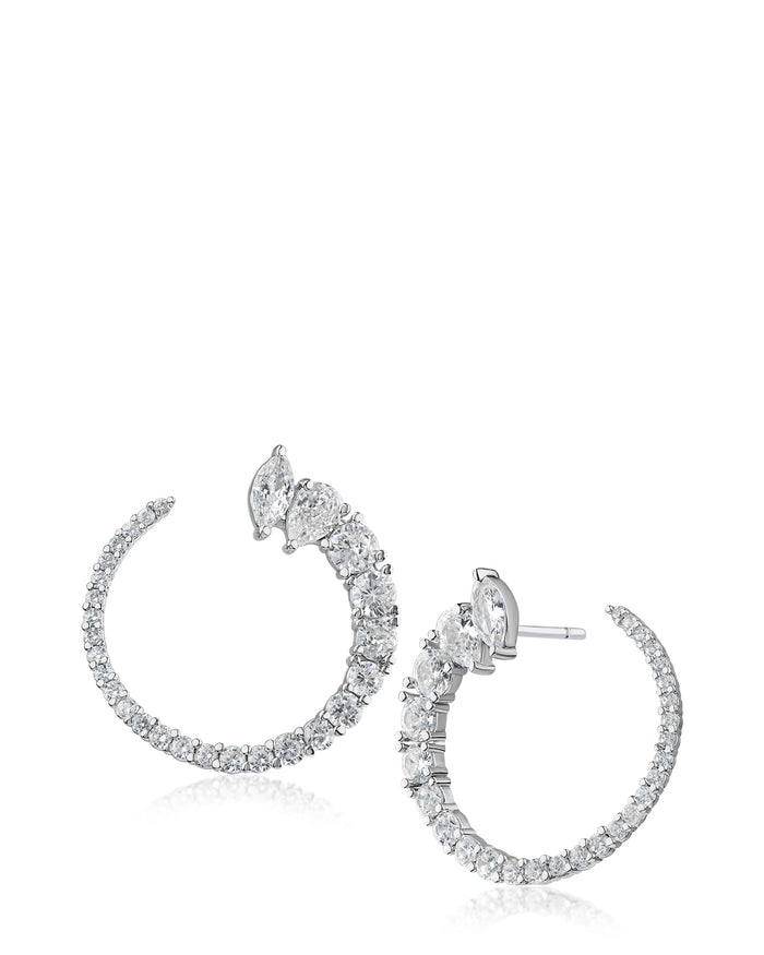 Multi Shape CZ Open Circle Earrings