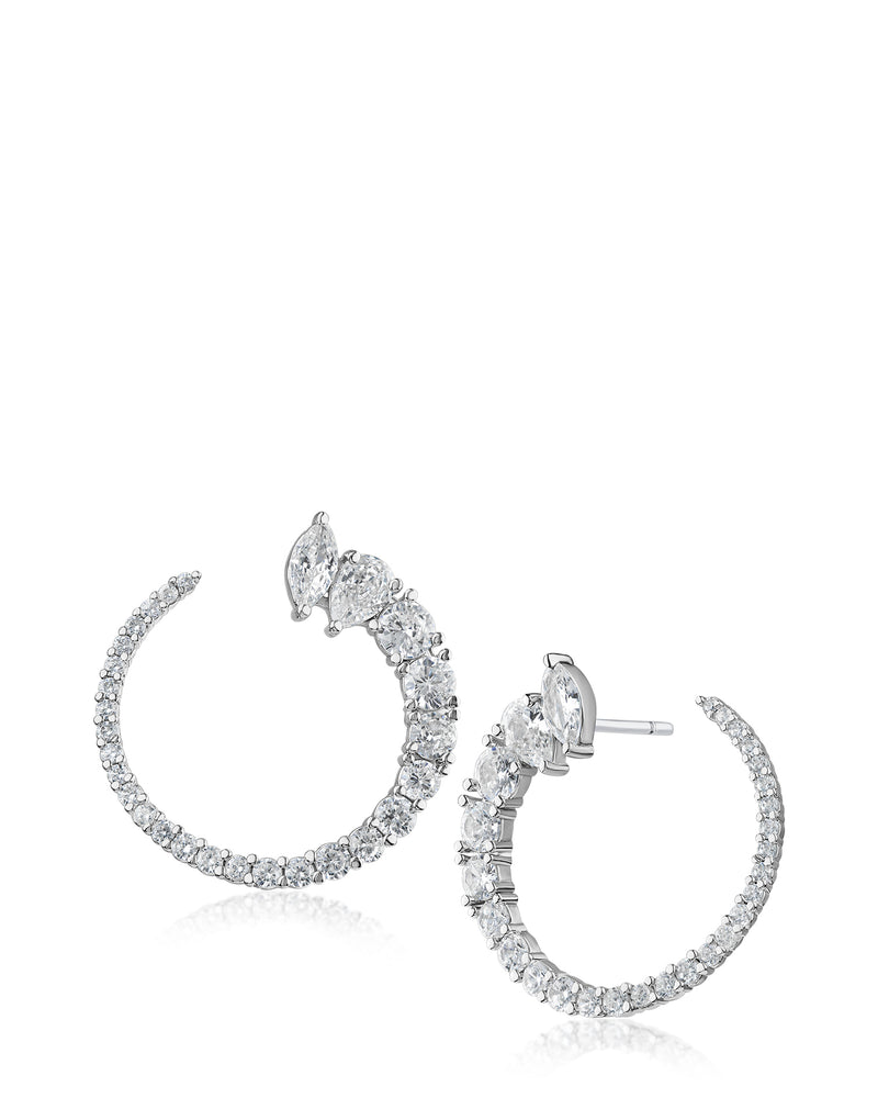 Multi Shape CZ Open Circle Earrings