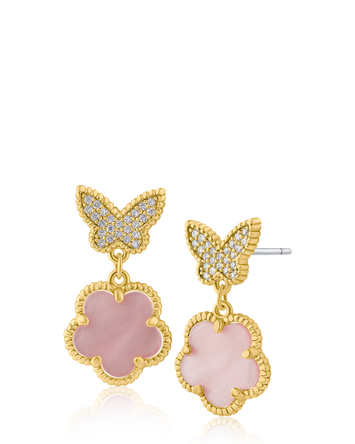 Butterfly and Clover Drop Earrings