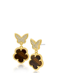 Butterfly and Clover Drop Earrings