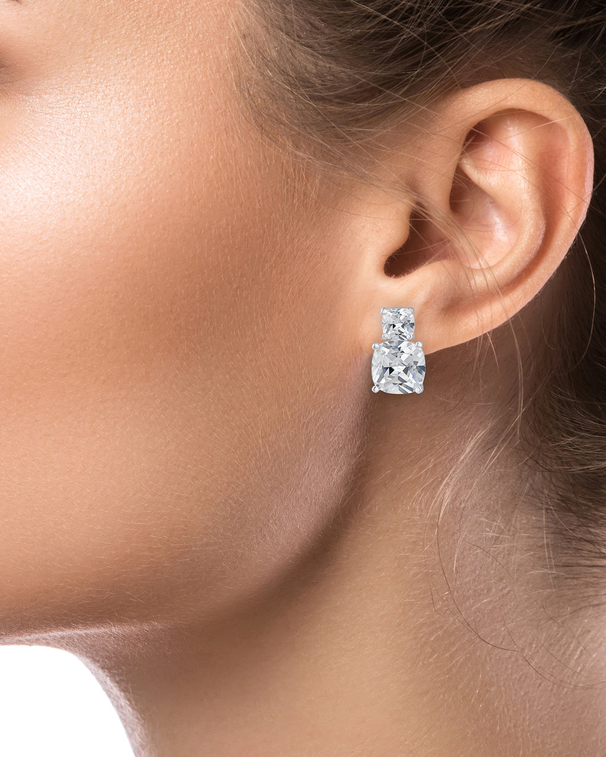 Petite Double Cushion Drop Earrings