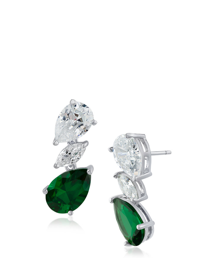 Triple CZ Drop Earrings