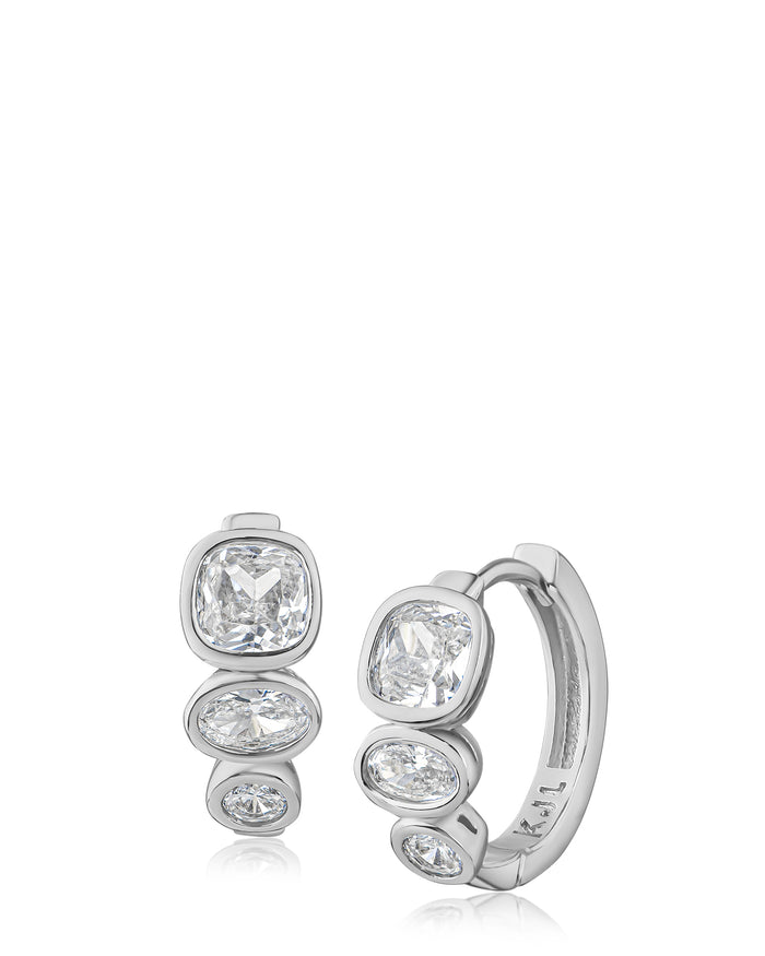 Triple CZ Huggie Hoop Earrings