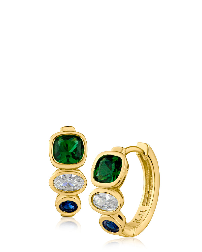 Triple CZ Huggie Hoop Earrings