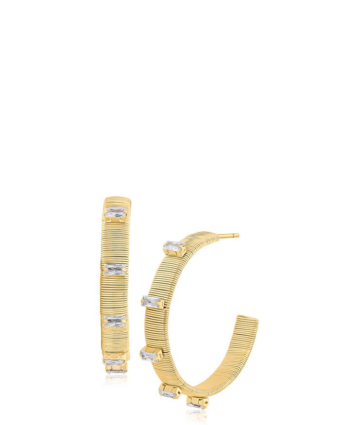 Cobra Chain and Baguette Hoop Earrings