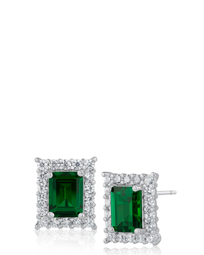 Emerald and Pave CZ Studs
