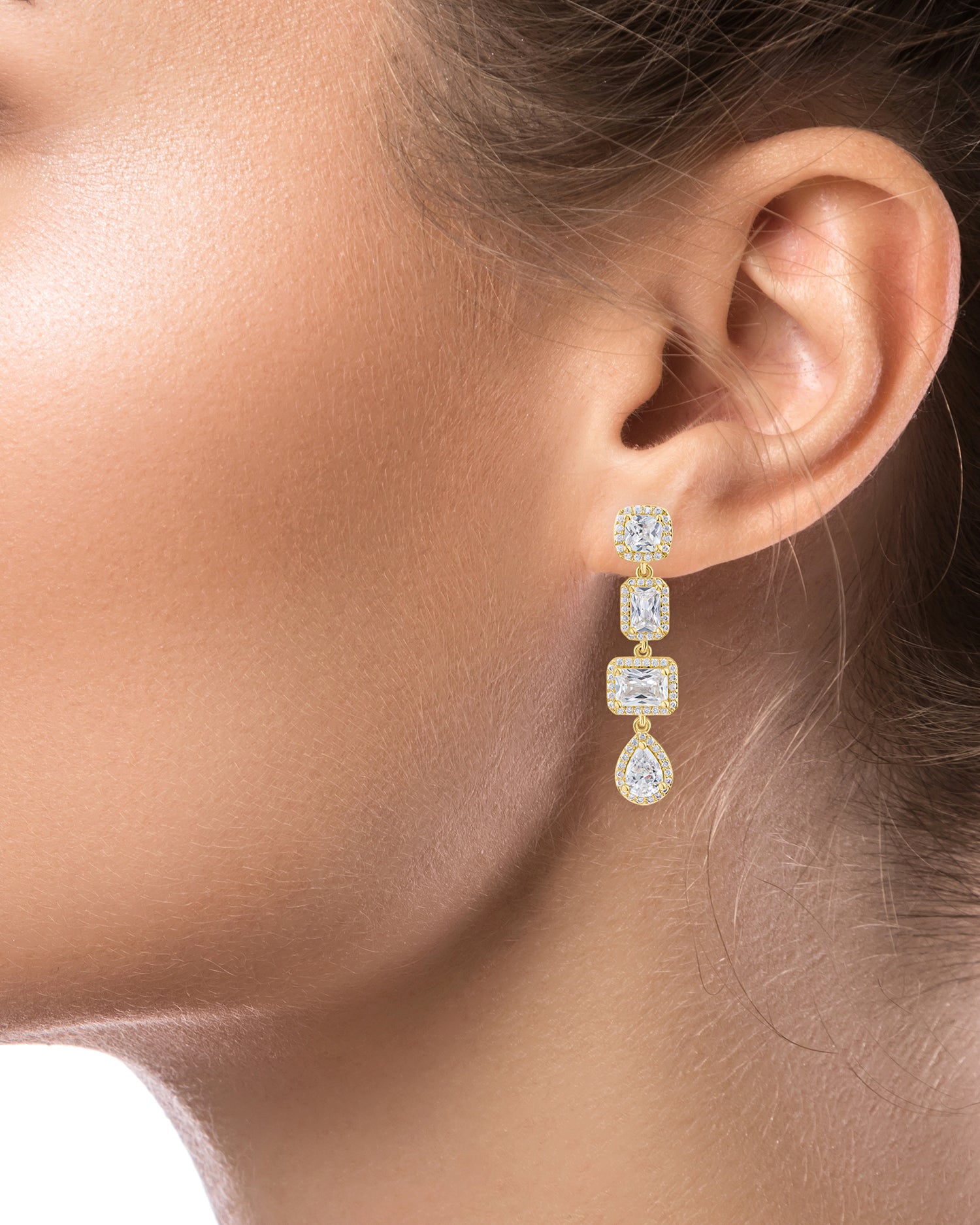 Multi Shape CZ with Halo Drop – CZ by Kenneth Jay Lane