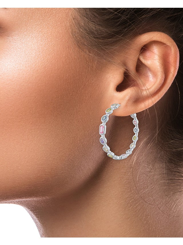 Multi Shape CZ Hoop Earrings