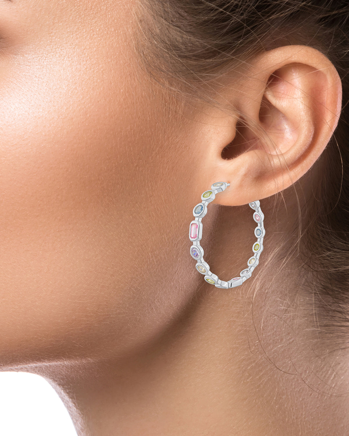 Multi Shape CZ Hoop Earrings
