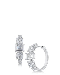 Round and Emerald Hoops