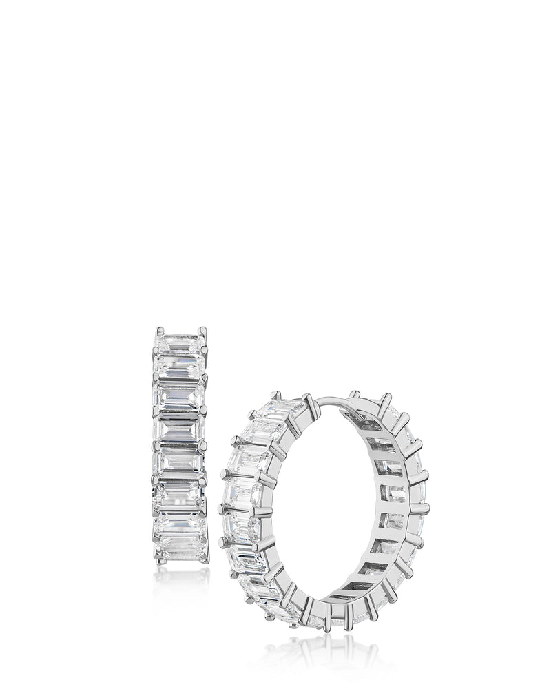 Emerald CZ Hoop Earrings