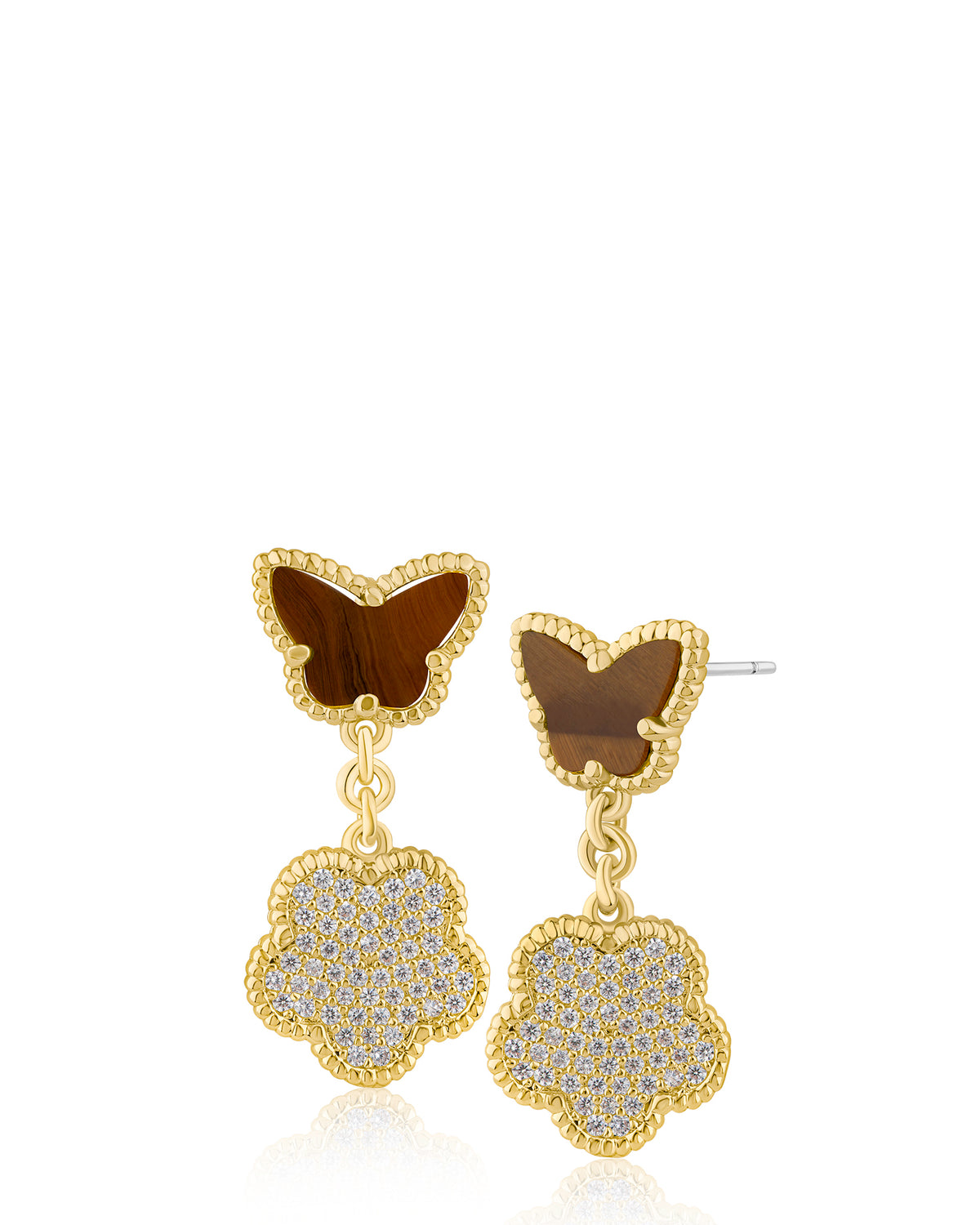 Butterfly and Clover Drop Earrings