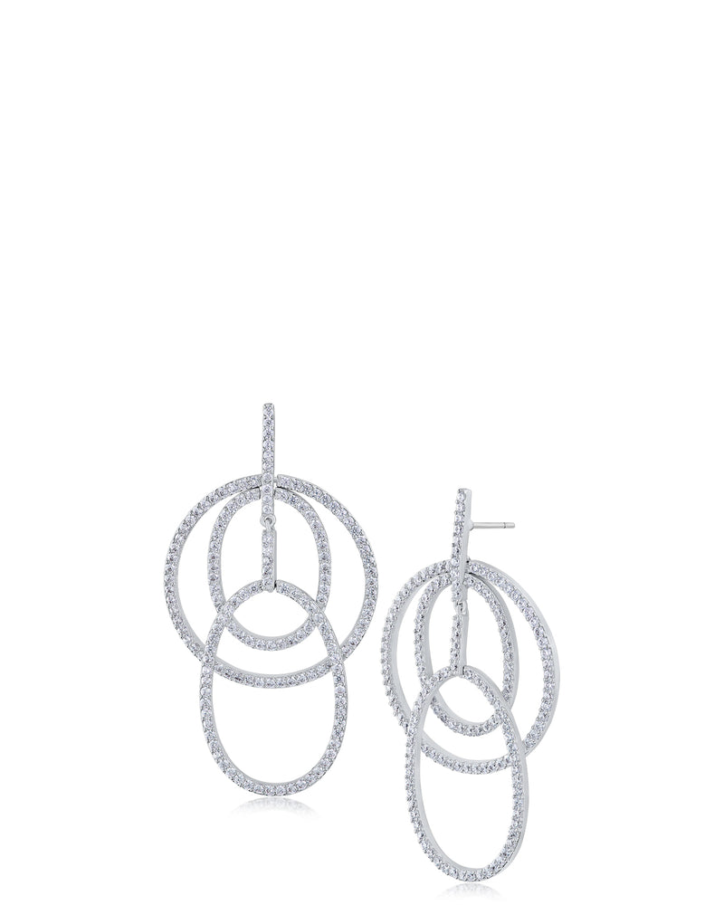 Overlapping Open Circle Drop Earrings