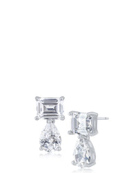 Emerald and Pear CZ Drop Earrings