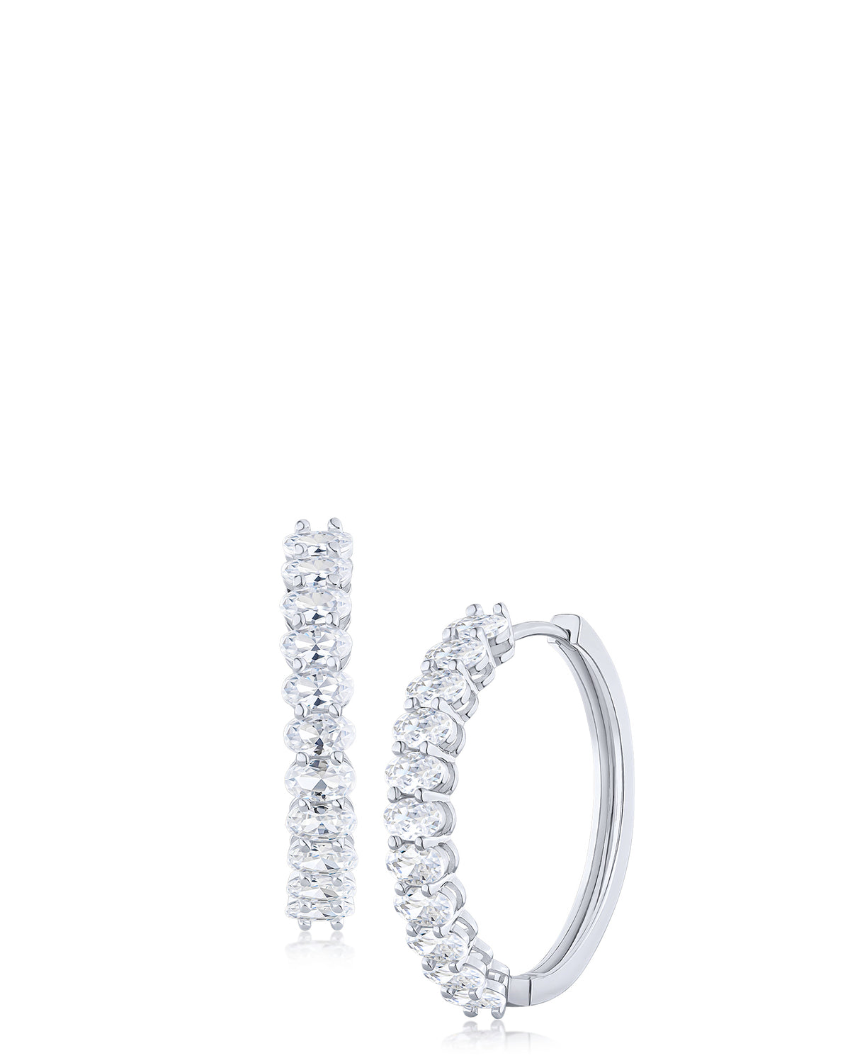 Oval CZ Hoop Earrings