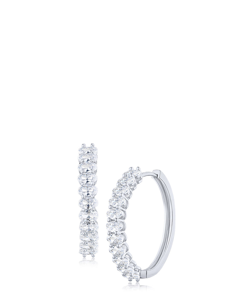 Oval CZ Hoop Earrings