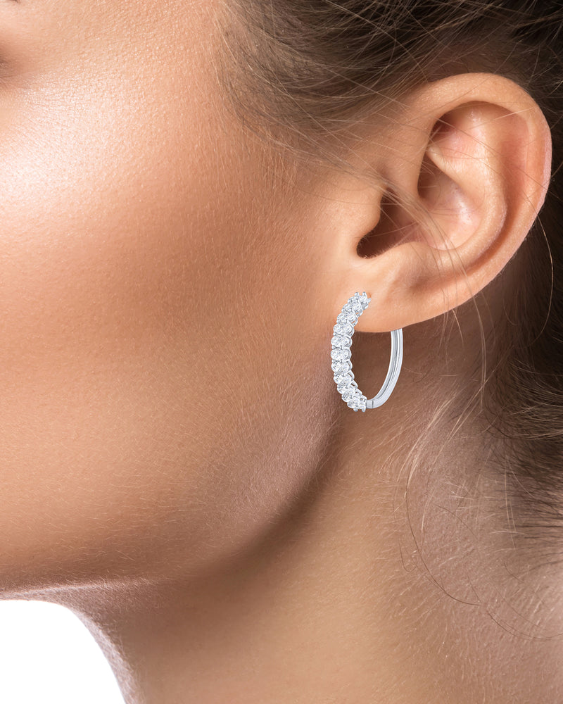 Oval CZ Hoop Earrings