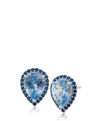 Aquamarine CZ Pear Stud Earrings
