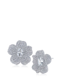 Pave Flower Stud Earrings