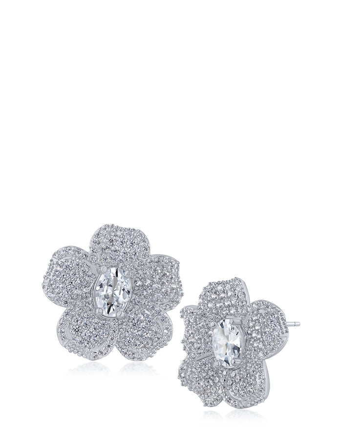 Pave Flower Stud Earrings