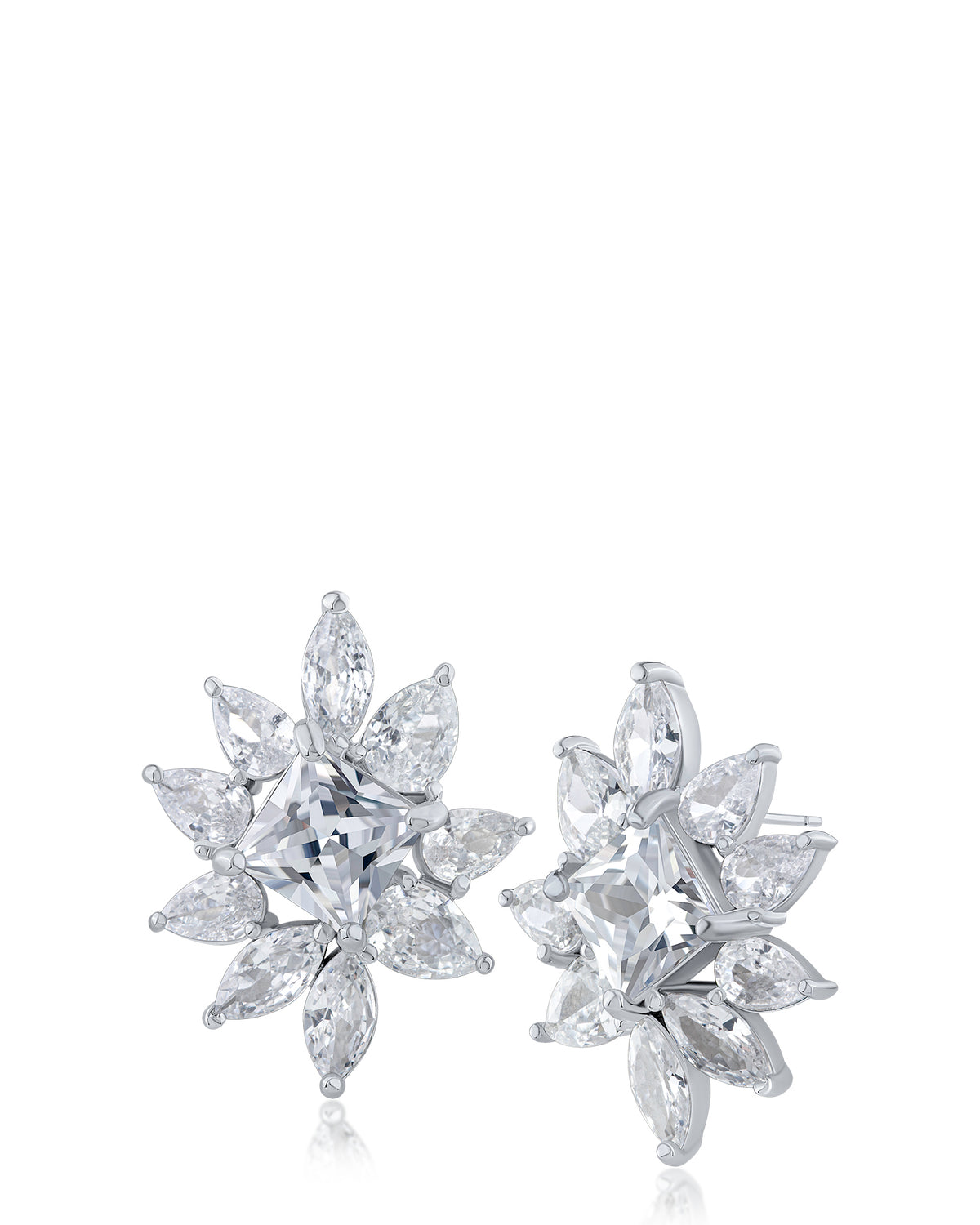 CZ Cluster Stud Earrings