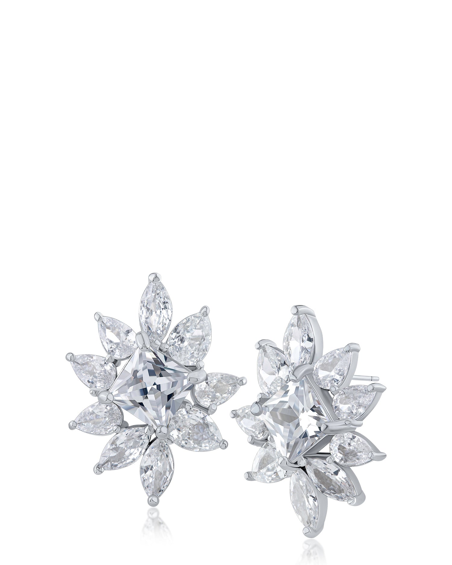 CZ Cluster Stud Earrings