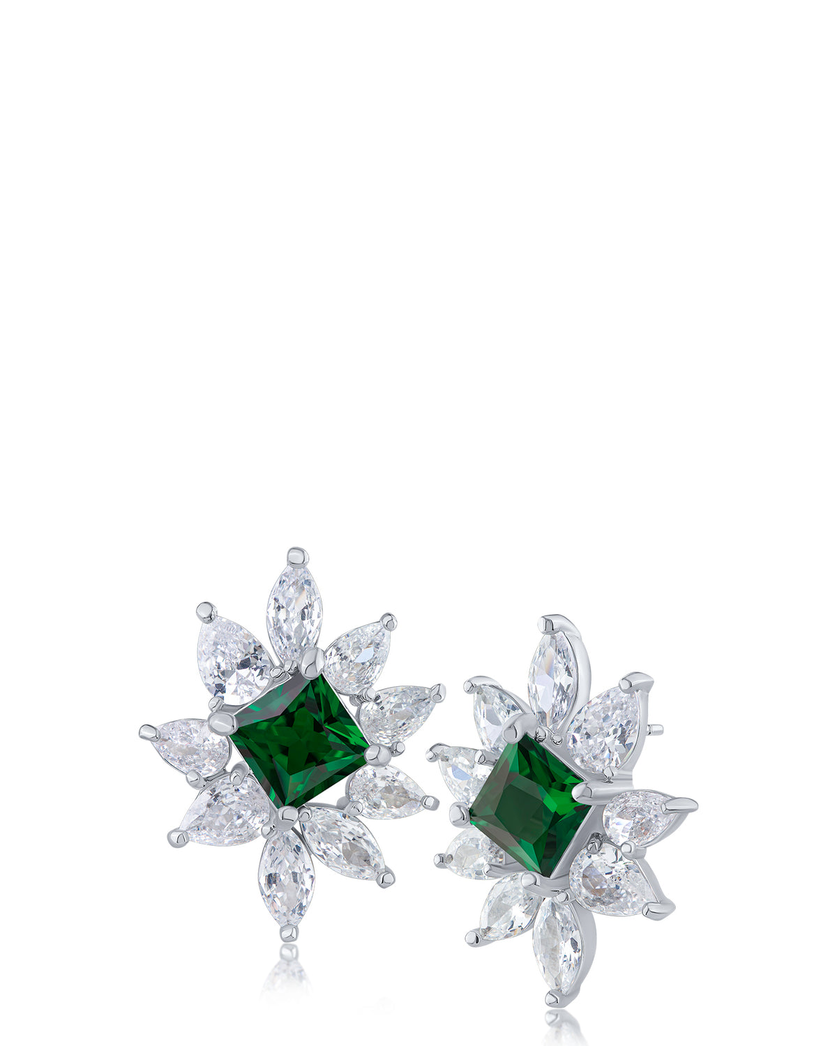 CZ Cluster Stud Earrings