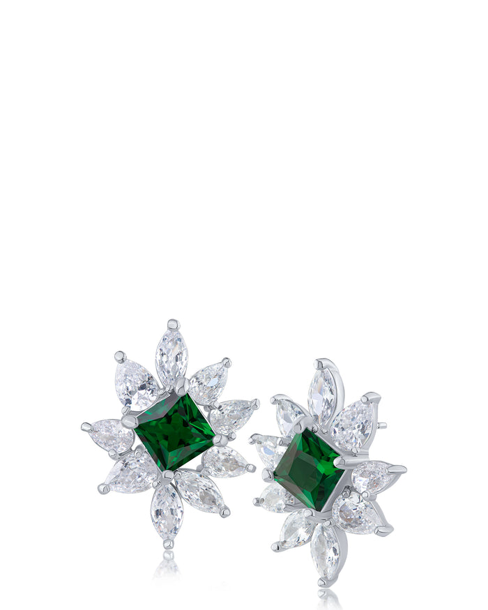 CZ Cluster Stud Earrings