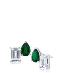Emerald and Pear Stud Earrings