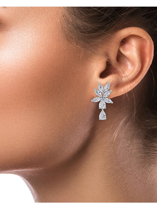 Marquise CZ Cluster Drop Earrings