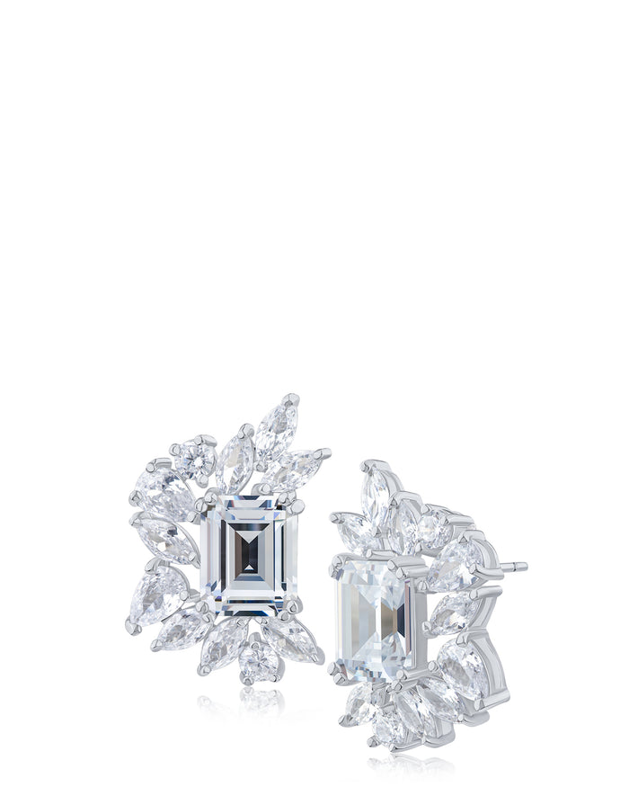 Multi Shape CZ Cluster Earrings