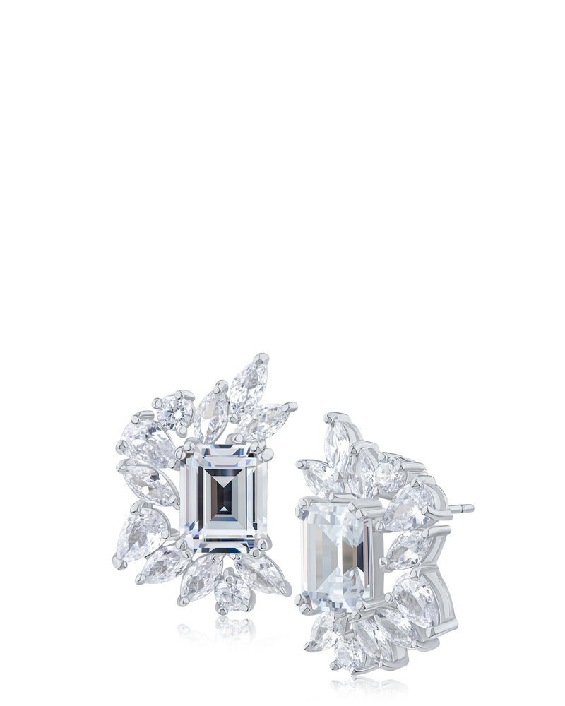 Multi Shape CZ Cluster Earrings