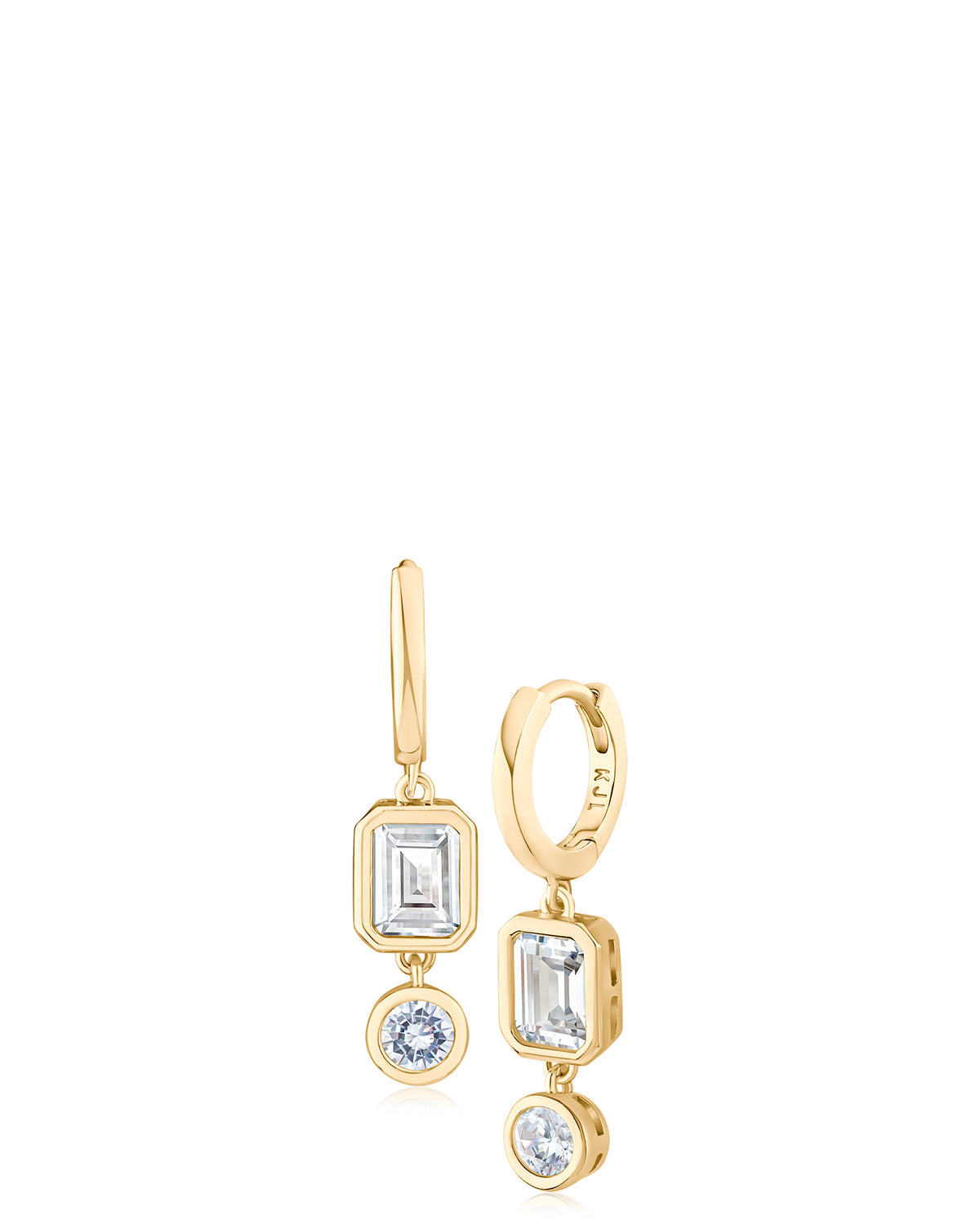 Double Bezel Set Drop Earrings