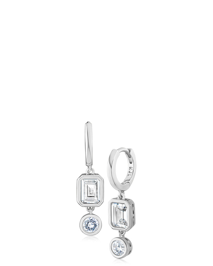 Double Bezel Set Drop Earrings