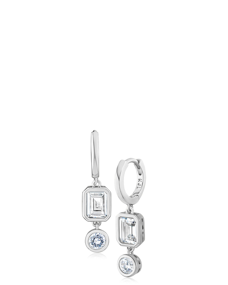 Double Bezel Set Drop Earrings