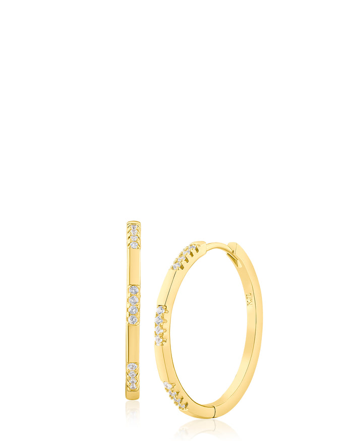Pave Station Hoop Earrings