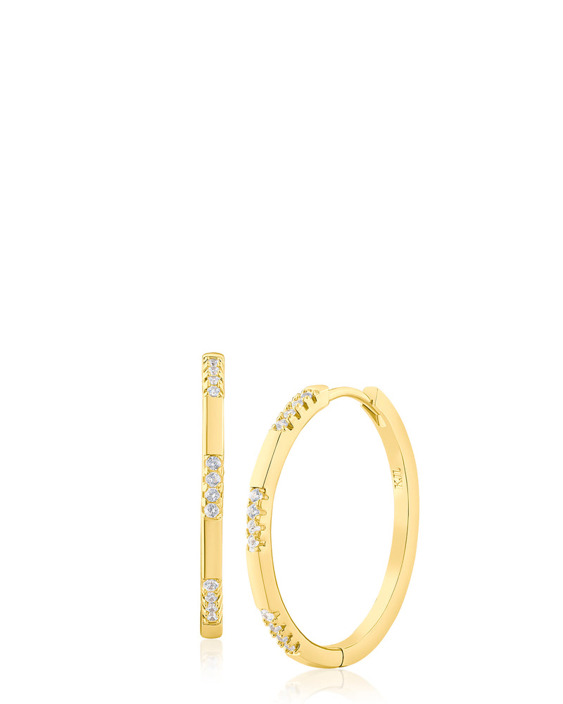 Pave Station Hoop Earrings