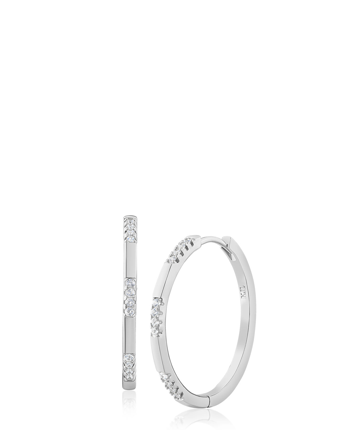 Pave Station Hoop Earrings