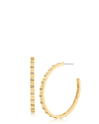 Textured Gold Hoops with CZ Accents