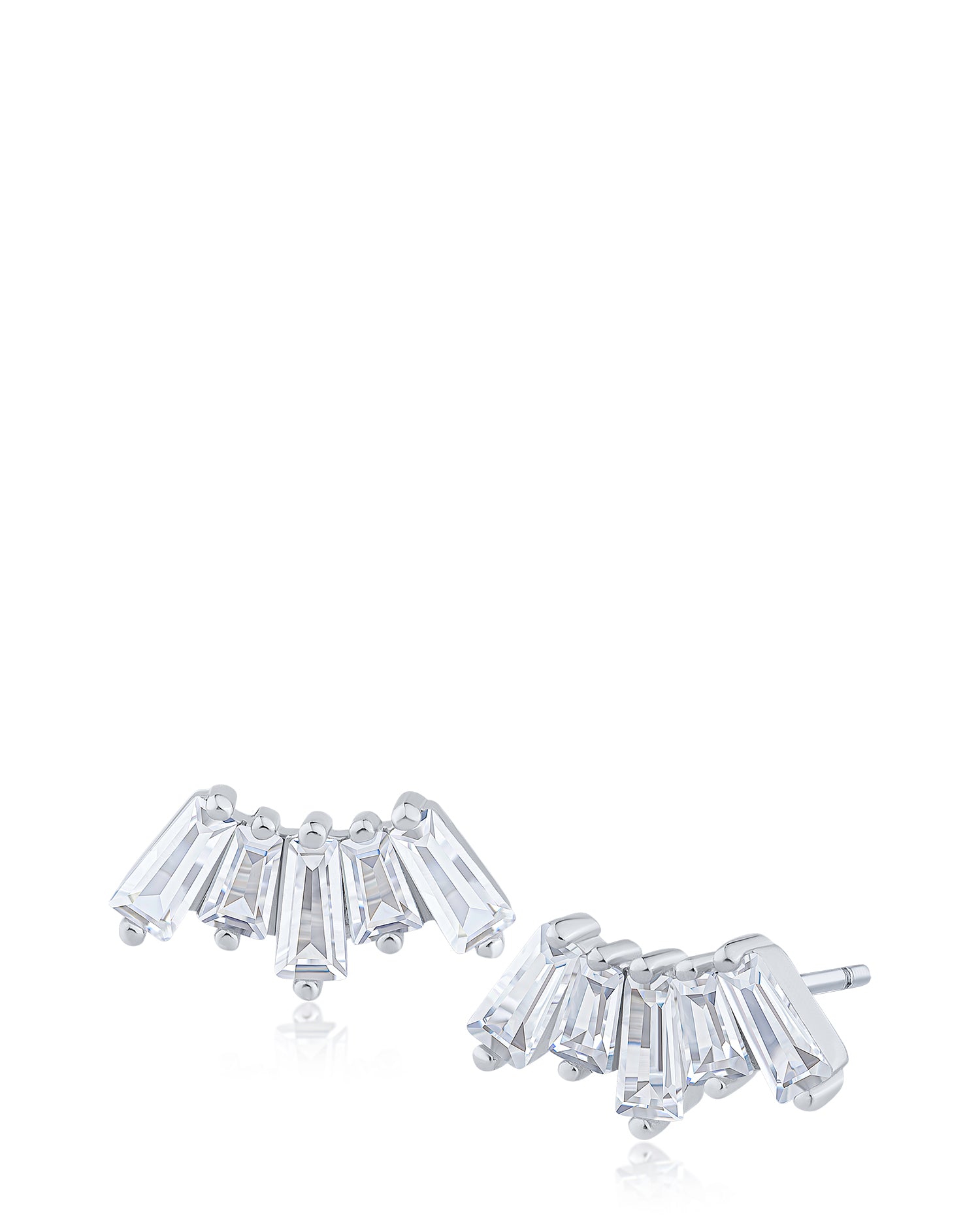 CZ Fan Baguette Studs