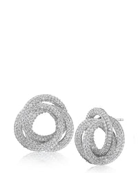 Pave Triple Circle Interlocking Earrings