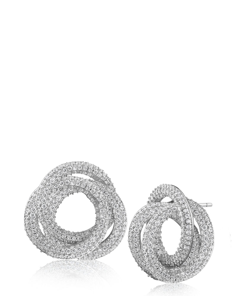 Pave Triple Circle Interlocking Earrings