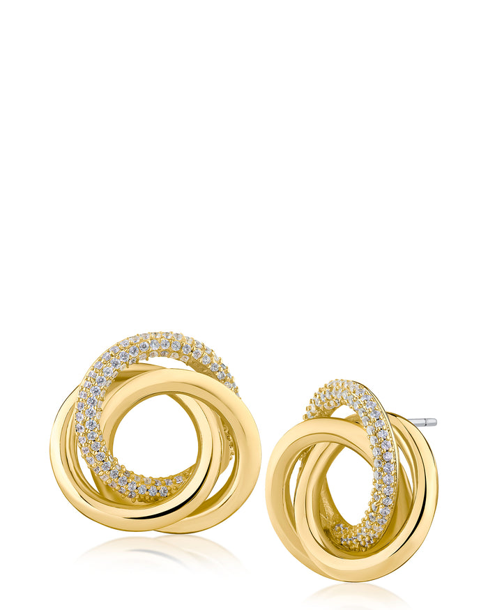 Interlocking Gold Plated Knot Earrings with Pavé Detail