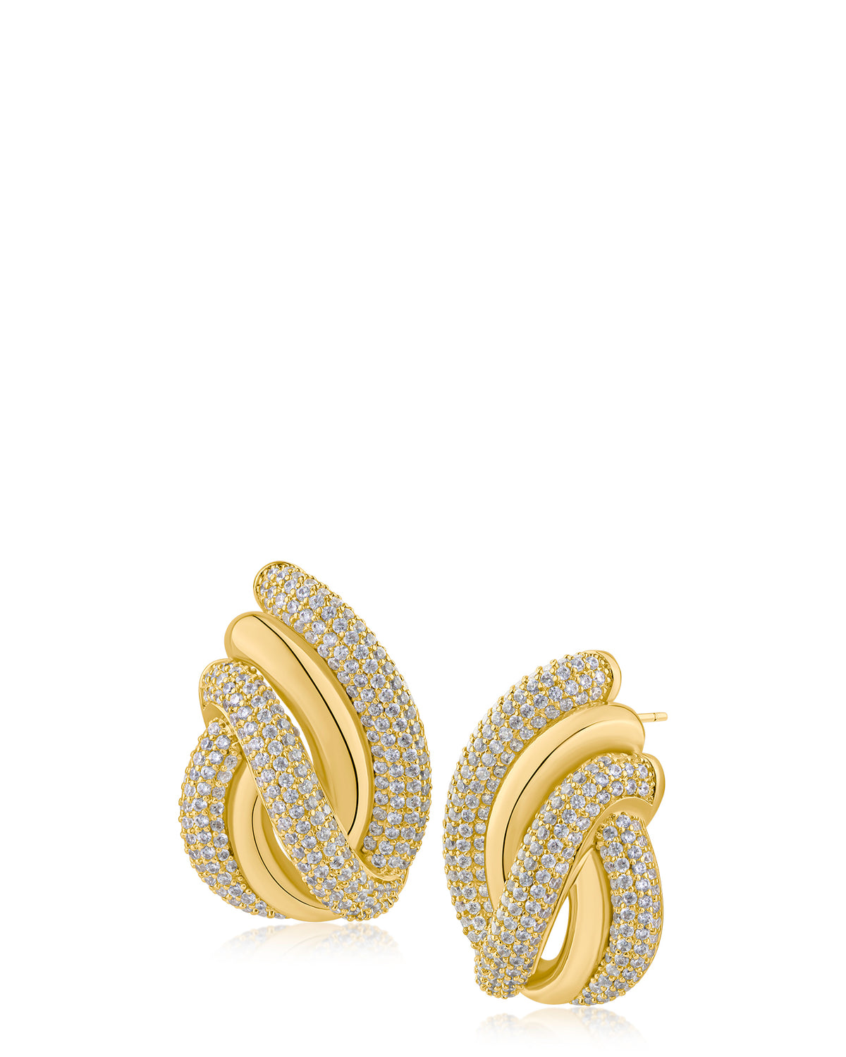 Swirl Pave Button Earrings
