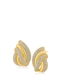 Swirl Pave Button Earrings