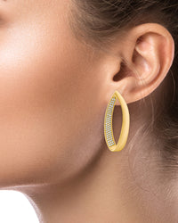 Sculpted CZ Teardrop Hoops