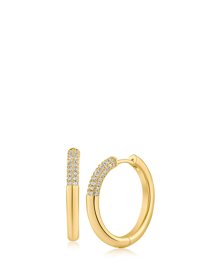 Pavé Accent Slim Gold Huggie Hoops